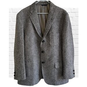 Brooks Brothers Harris Tweed Classic Gray Herringbone Blazer Preppy Old Money 46